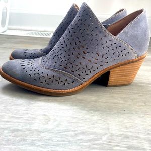 Blue suede cowgirl boots